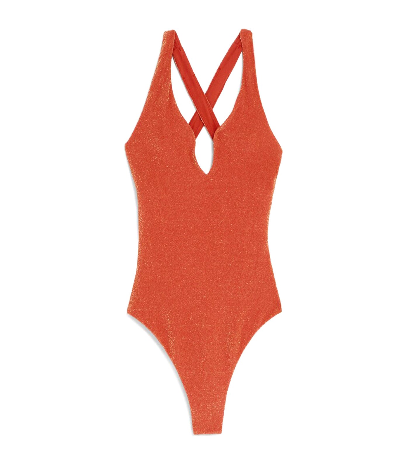 Sparkle Plunge Swimsuit Copper