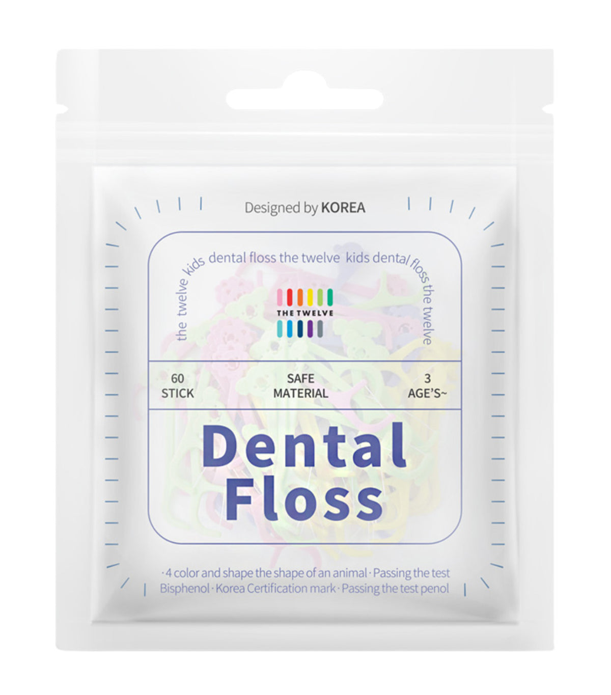 Dental Floss 60 Pieces Yellow/Pink/Green/Violet