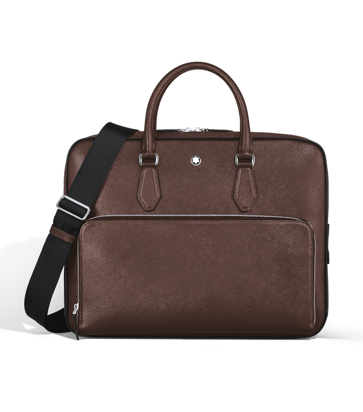 Medium Briefcase with Pocket in Sartorial Leather Brown