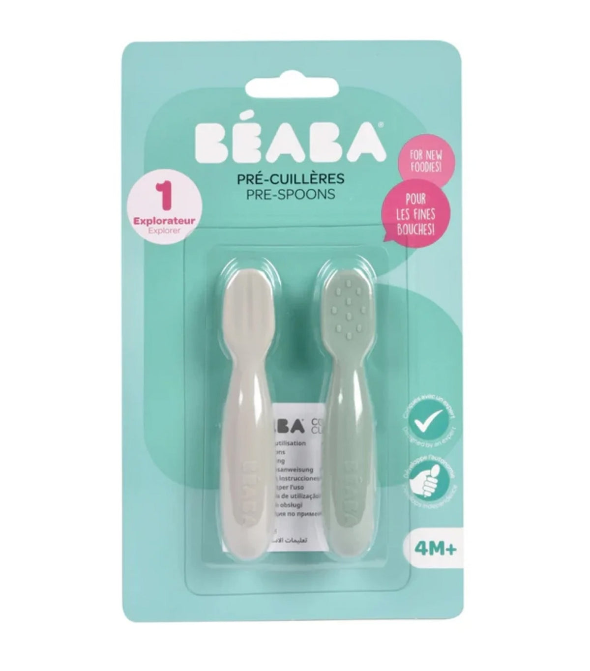 Set of 2 Silicone Pre-Spoons Sage Green/Velvet Gray
