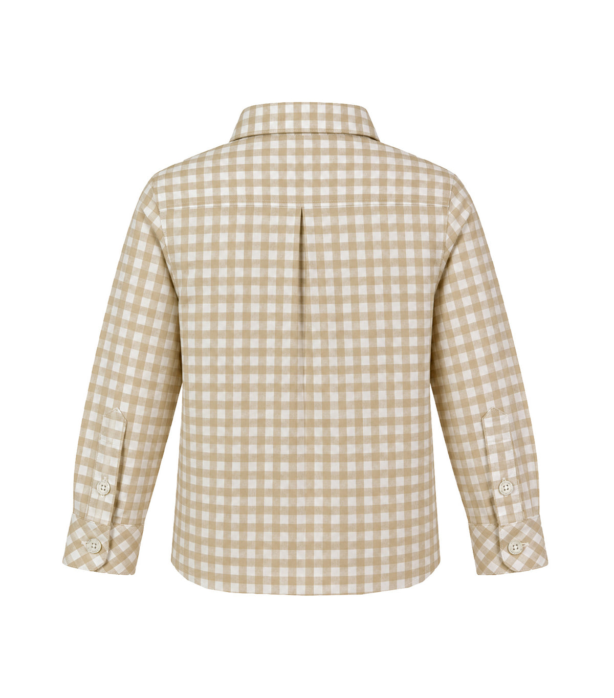 Mael Boys Checkered Button-Down Long Sleeves Beige