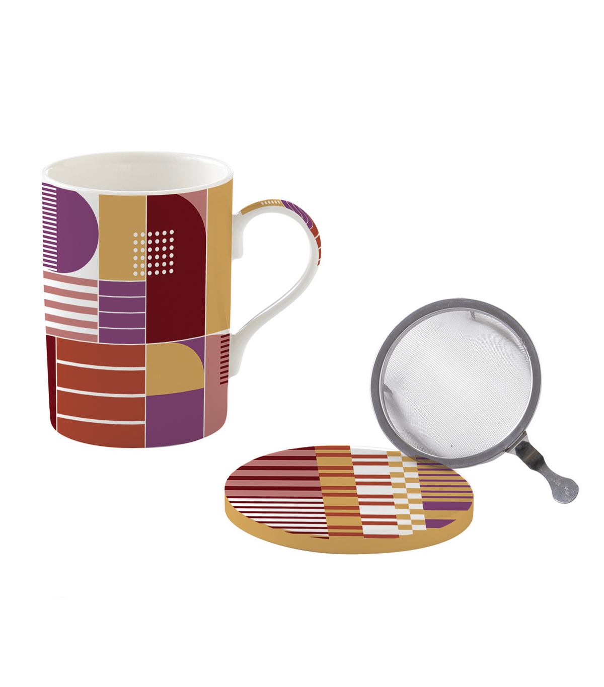 Geometric Art Porcelain Mug with Lid