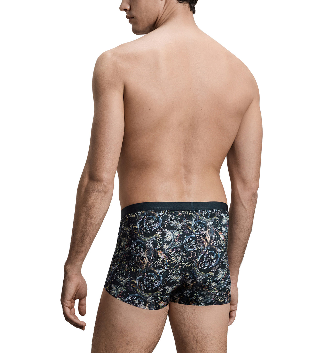 U-Shape Printed Elastic-Waistband Trunk Black
