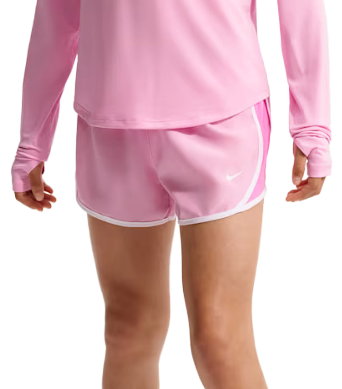 Tempo Older Kids' Girls' Dri-FIT Running Shorts Pink Rise/White/Playful Pink/White