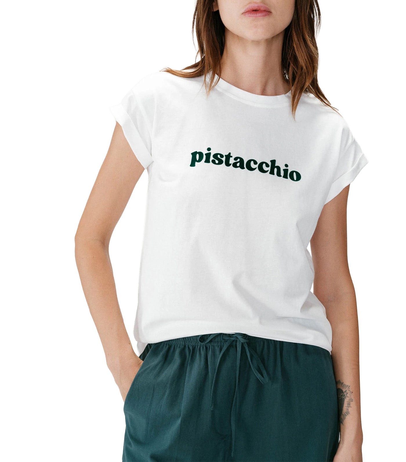 Wylo Embroidered-Message Cotton T-Shirt Emerald