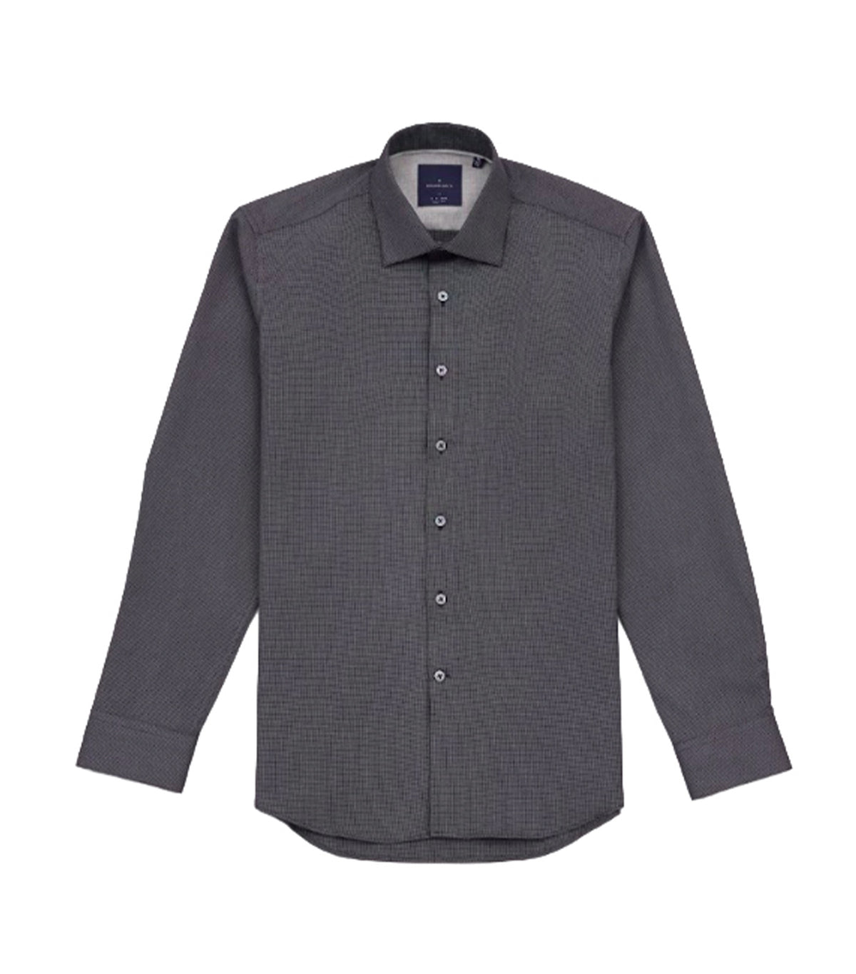 Fumiya Easy Care Graph Check Shirt Charcoal/Gray