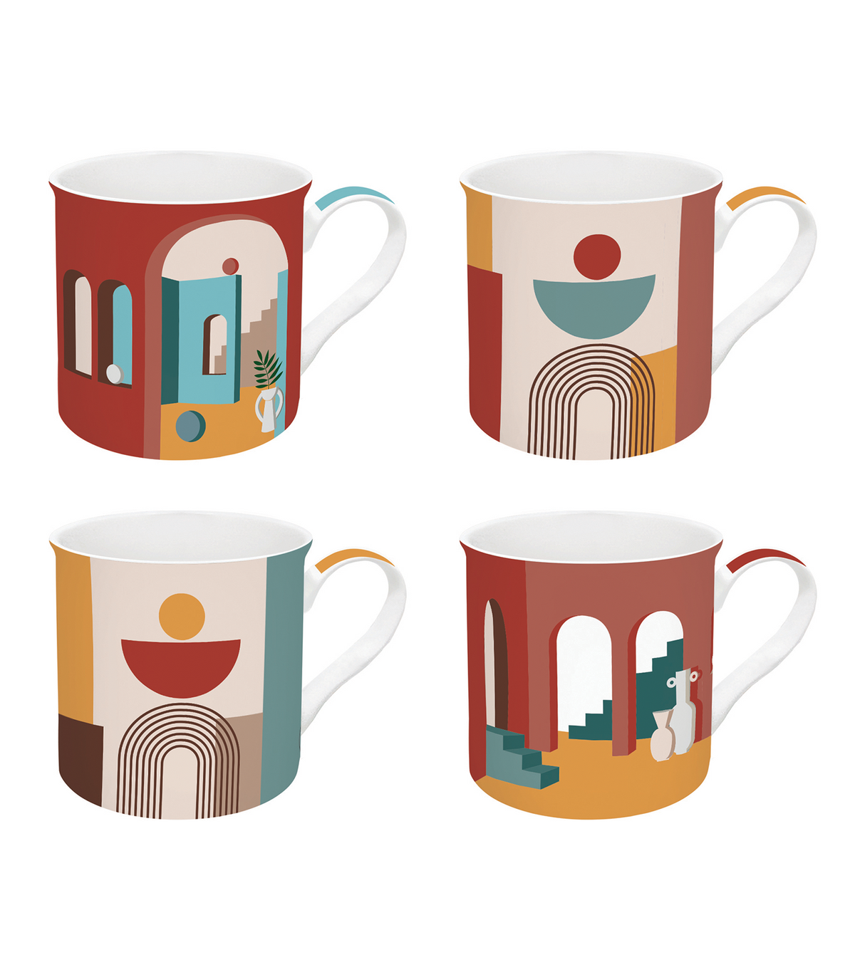 Illusion Porcelain Mugs Set of 4