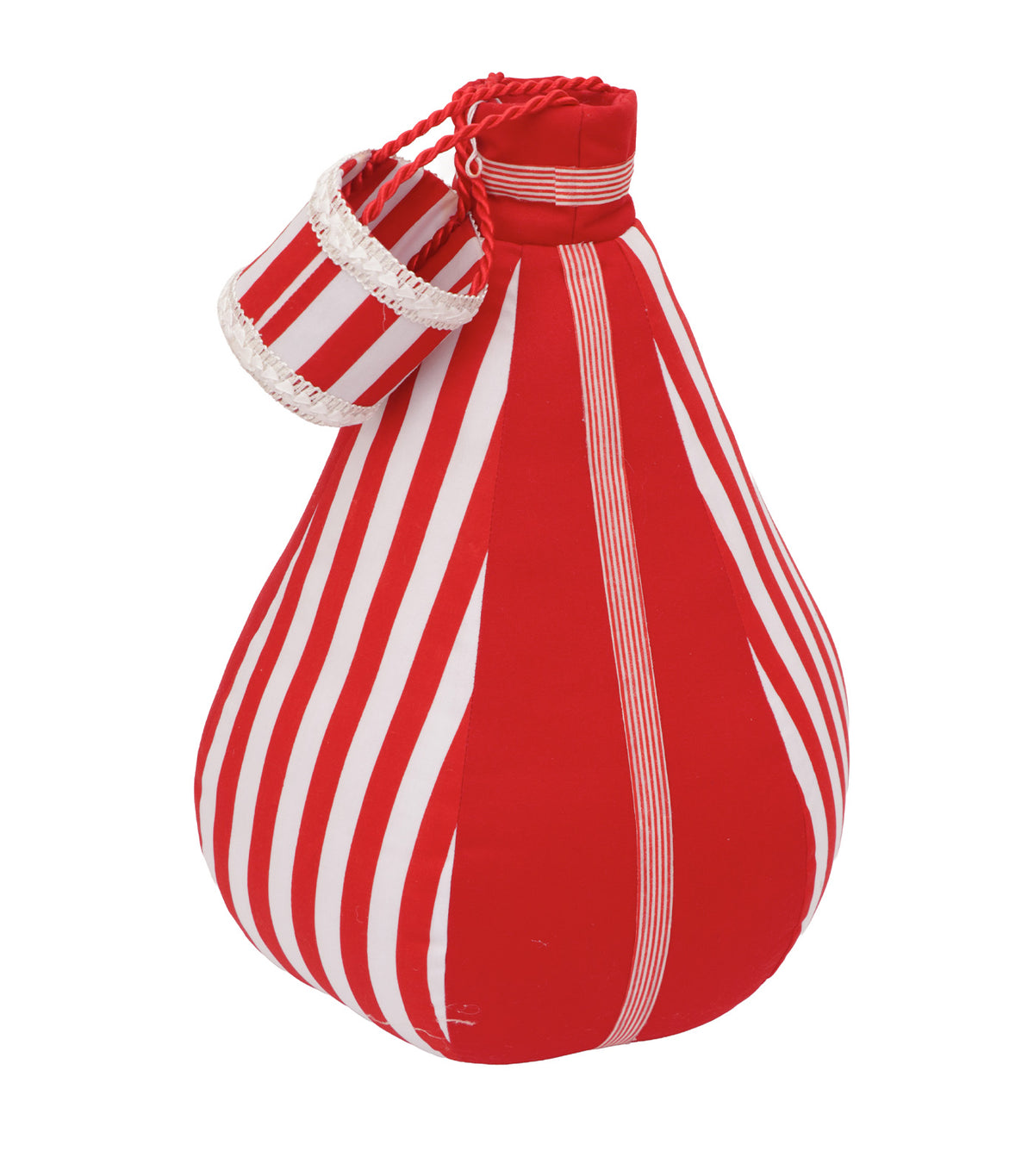 18in Christmas Hot Air Balloon Stripes Canvas Red