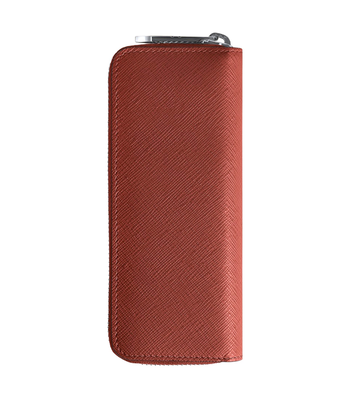 2-Pen Pouch with Zip in Sartorial Leather Red