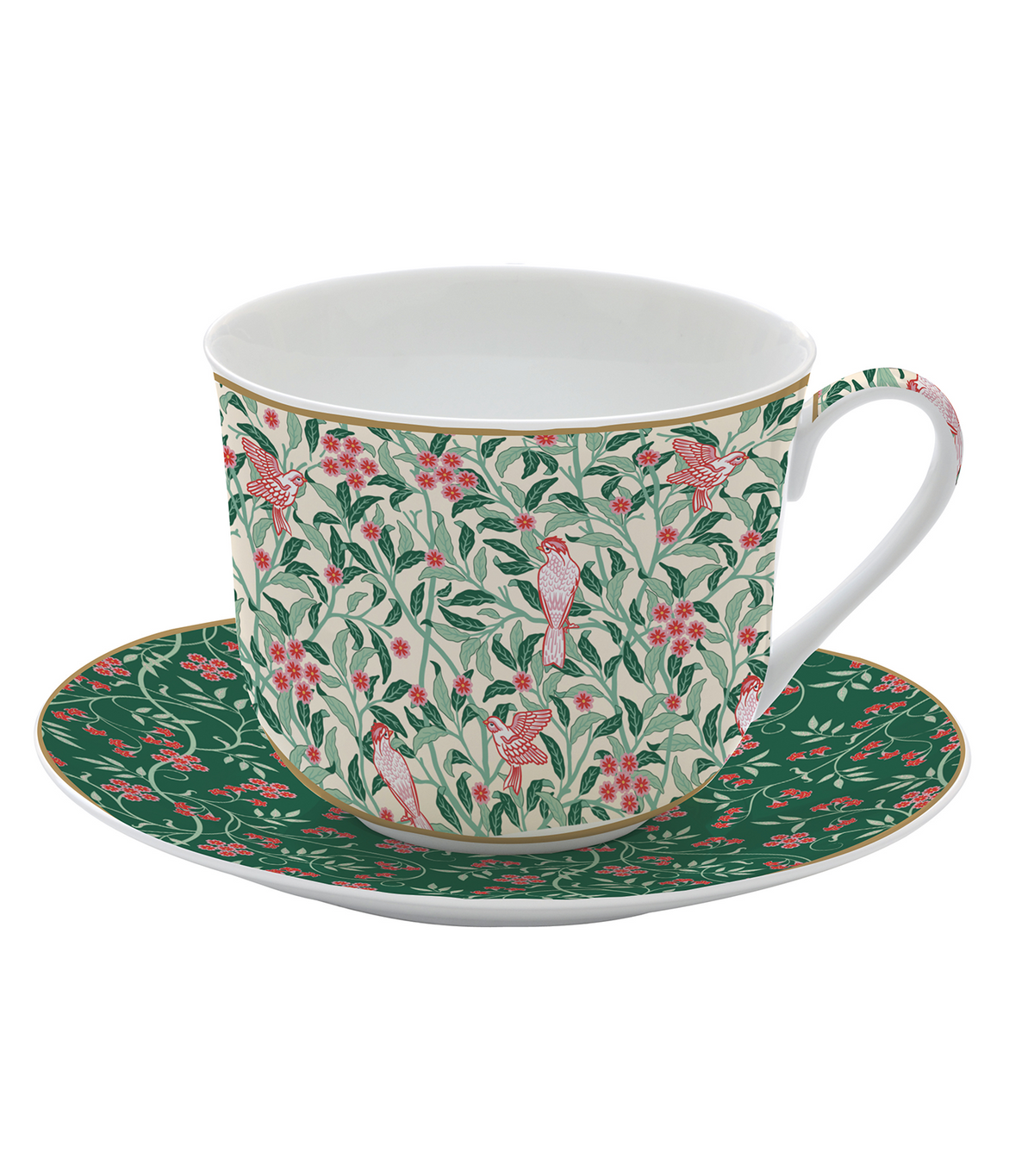 Floral Fantasy Porcelain Breakfast Cup and Saucer