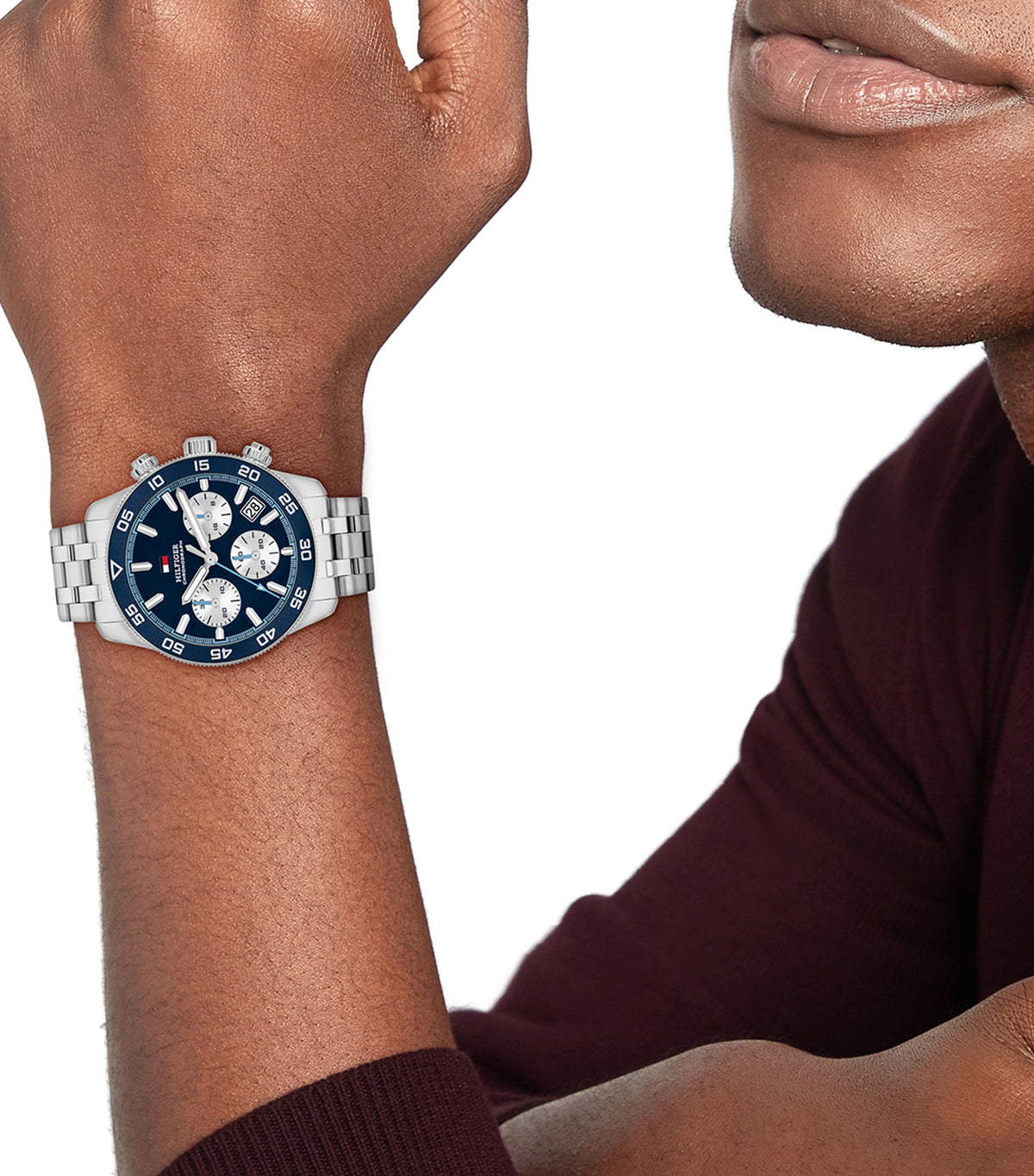 1710743 Chrono Watch Silver and Blue