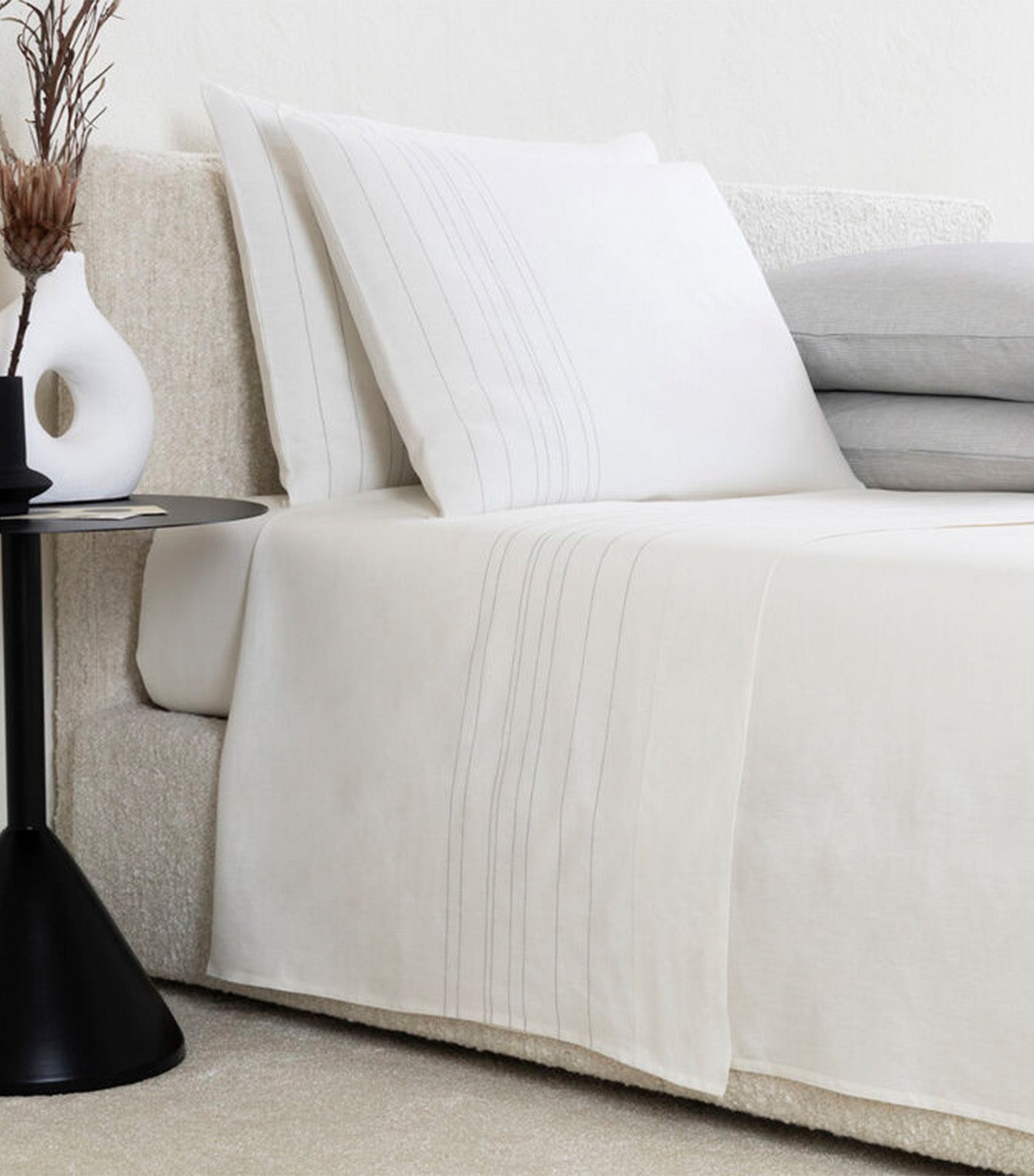 Graphite Pinstripe Sham Milk-Black