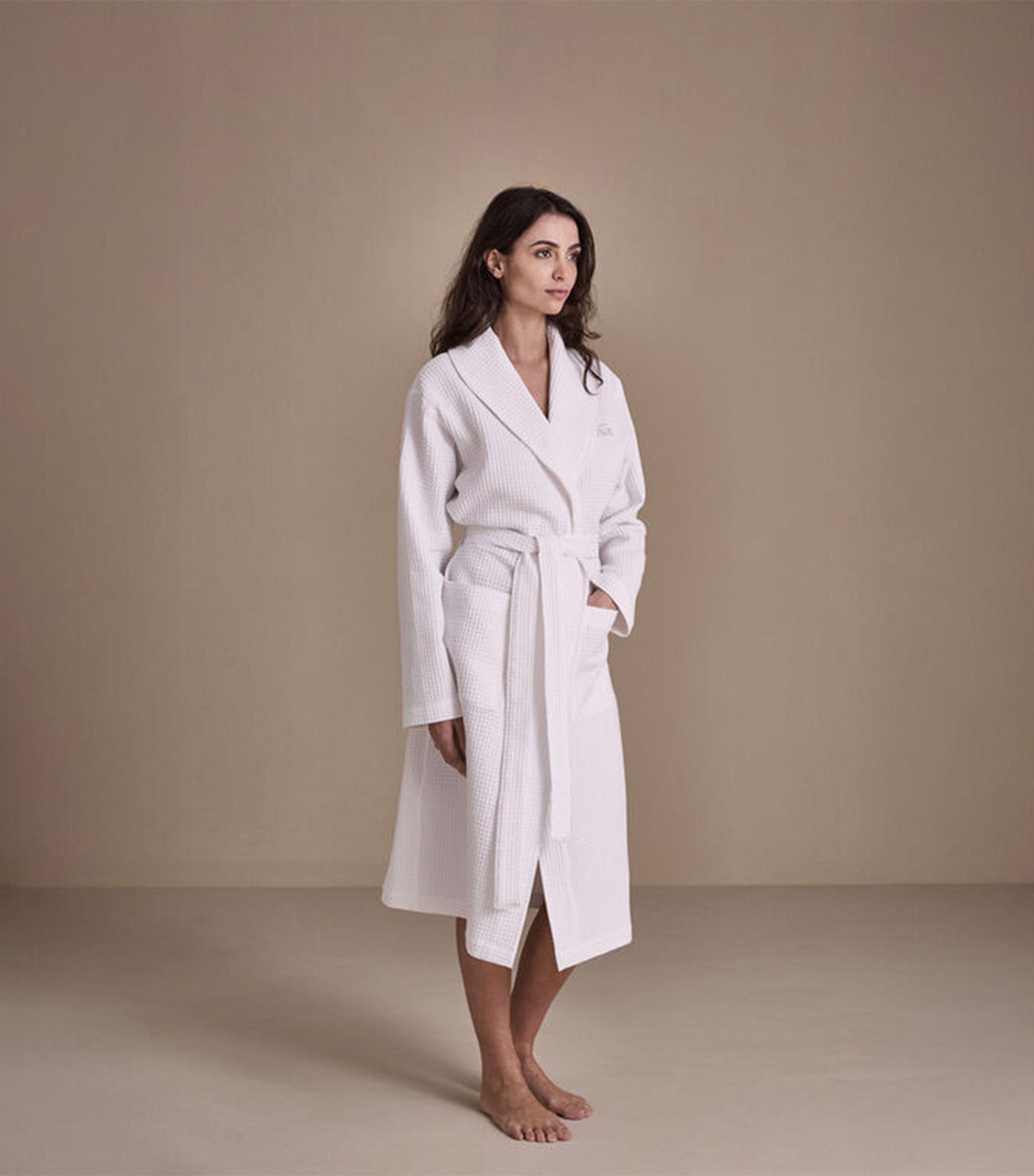 Waffle Bathrobe White