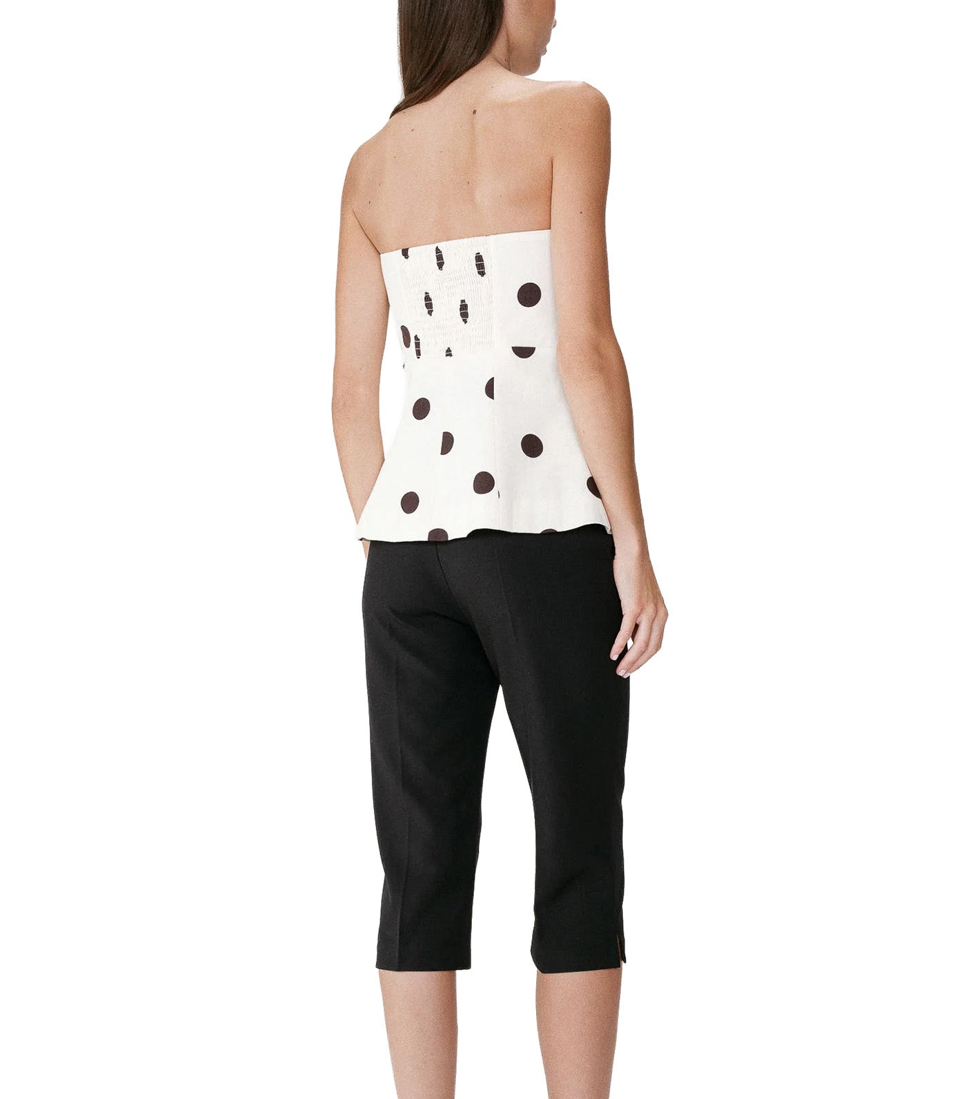 Wixie Polka-Dot Peplum Bustier Ecru