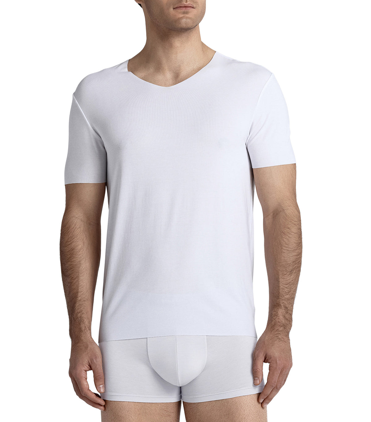 Seamless V-Neck Modal Short-Sleeved T-Shirt White