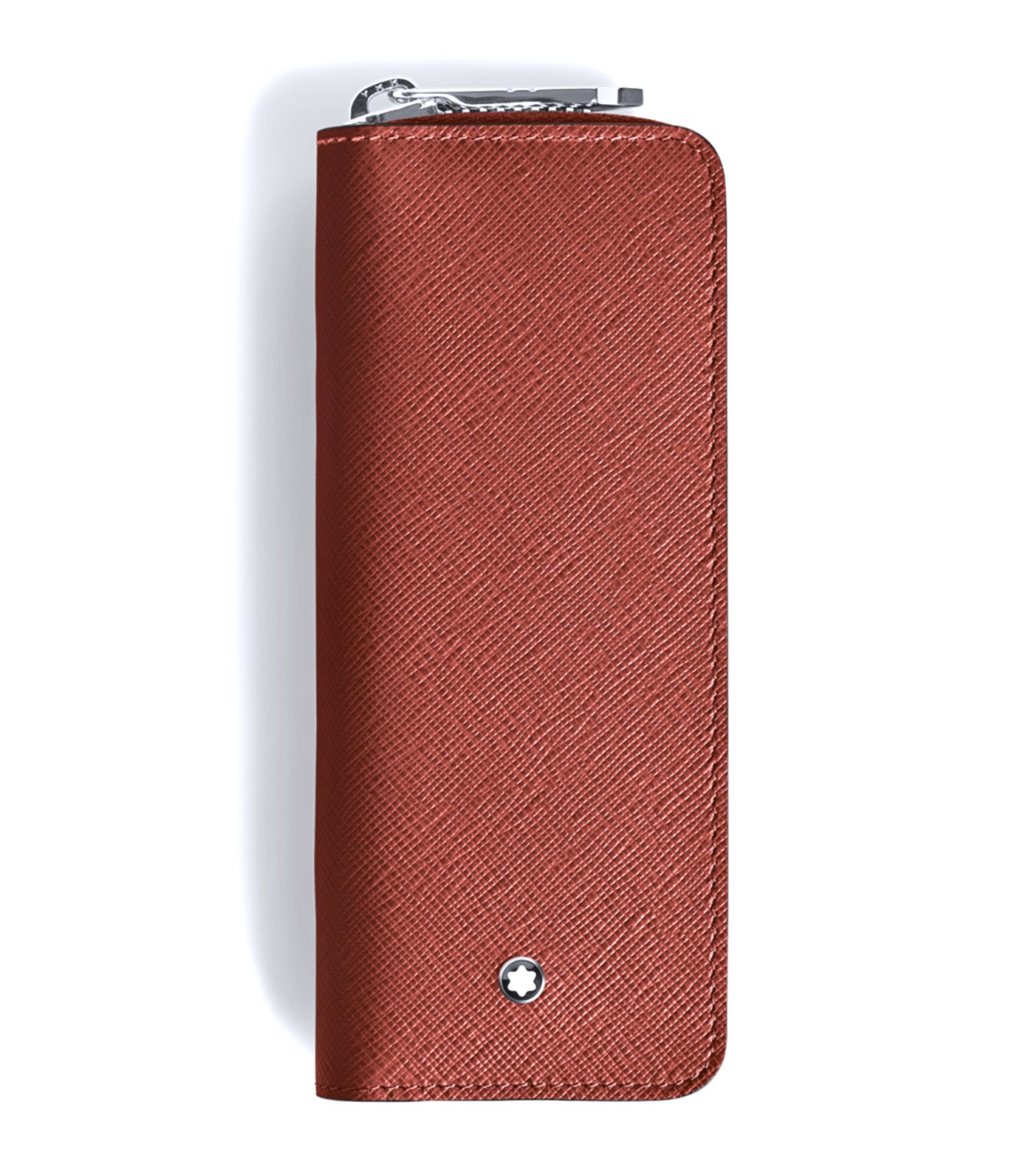 2-Pen Pouch with Zip in Sartorial Leather Red