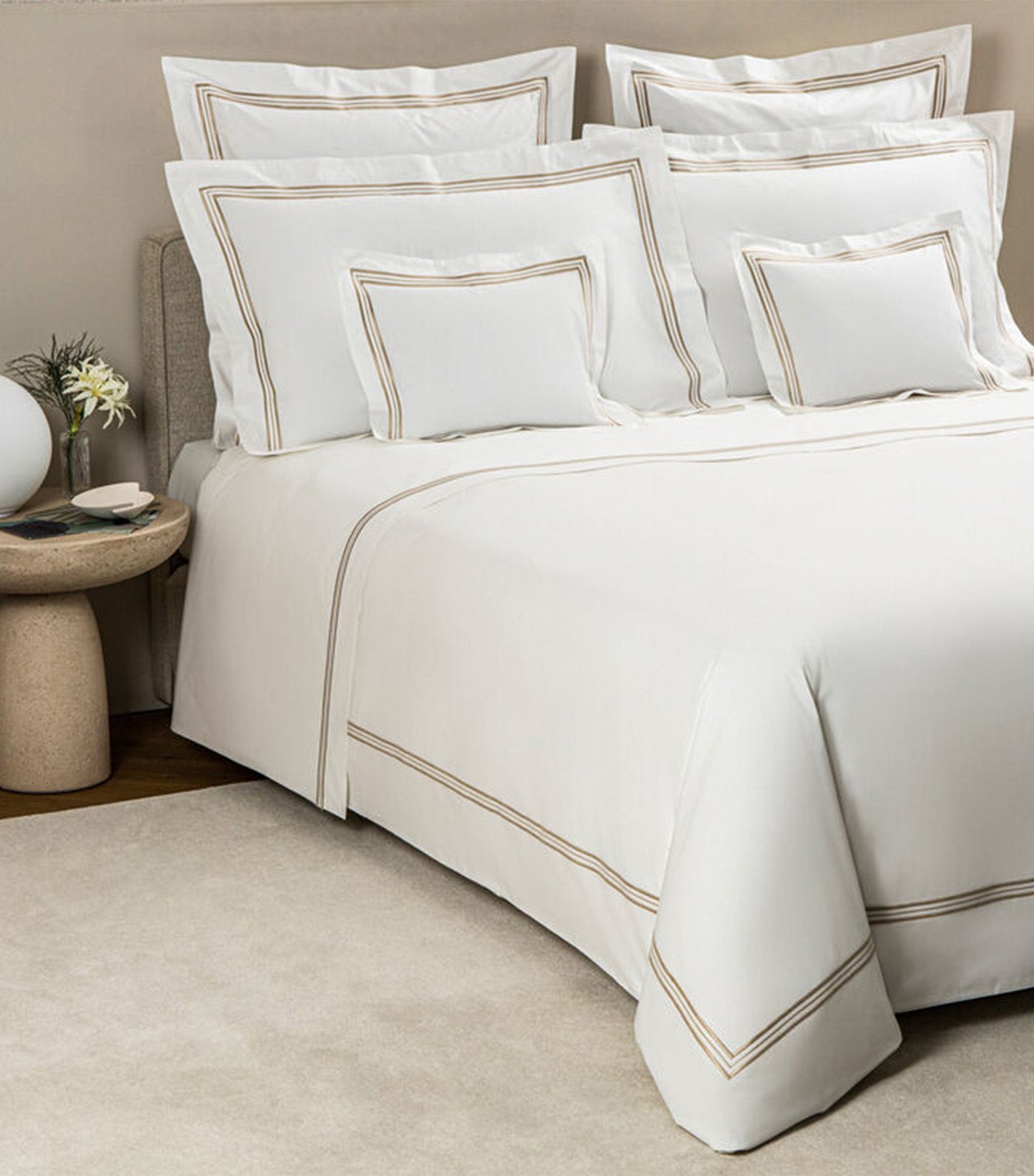 Triplo Bourdon Duvet Cover White/Savage Beige