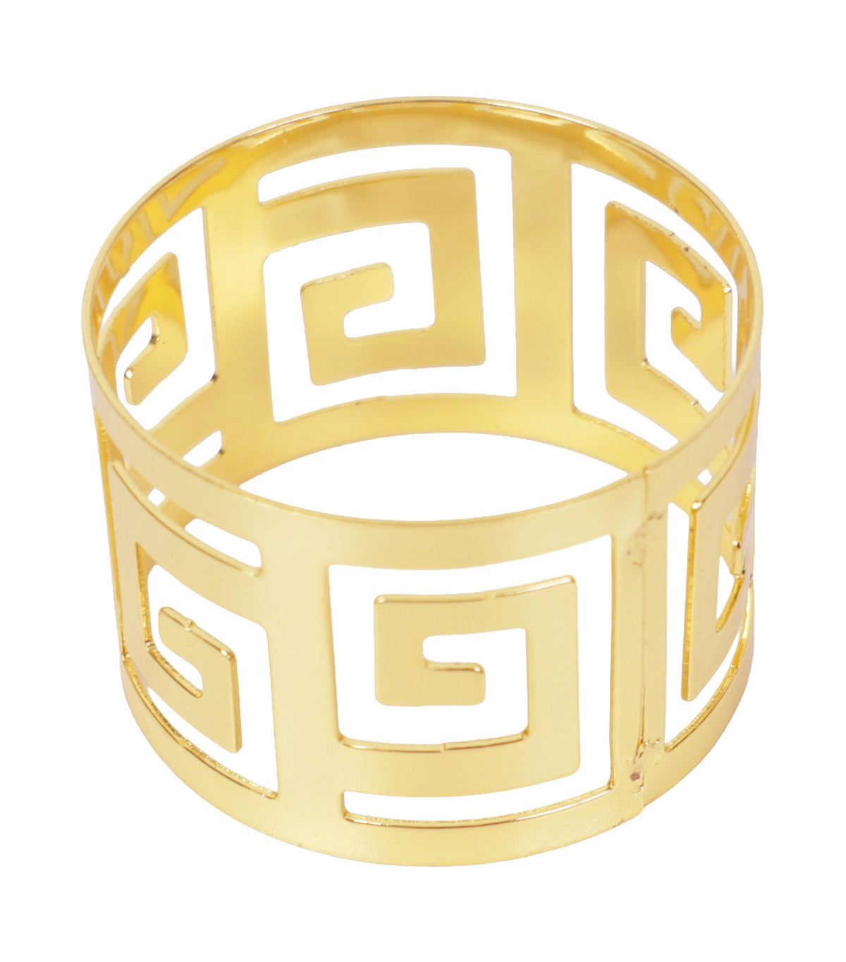 Green Key Set of 4 Napkin Rings Rectangular Gold