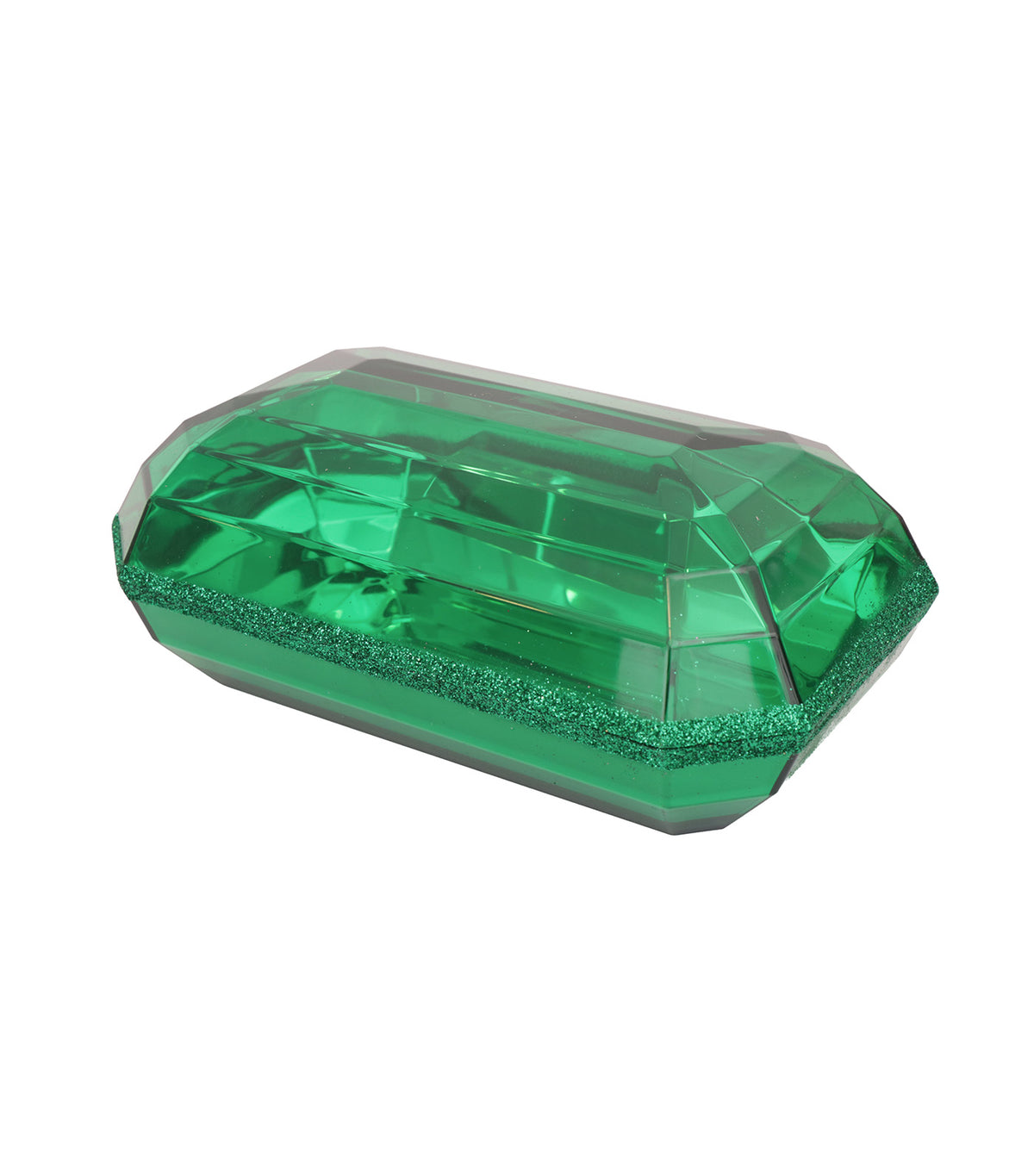 8in Rectangle Jewel Box Glitter Green