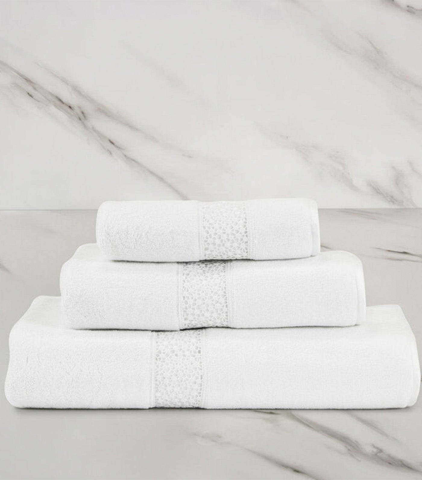 Forever Lace Bath Towel White