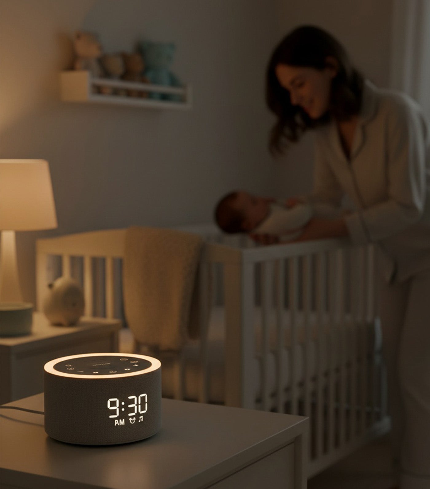 Snooz Home 3-In-1 Alarm Clock Sound Machine with Night Light Gray