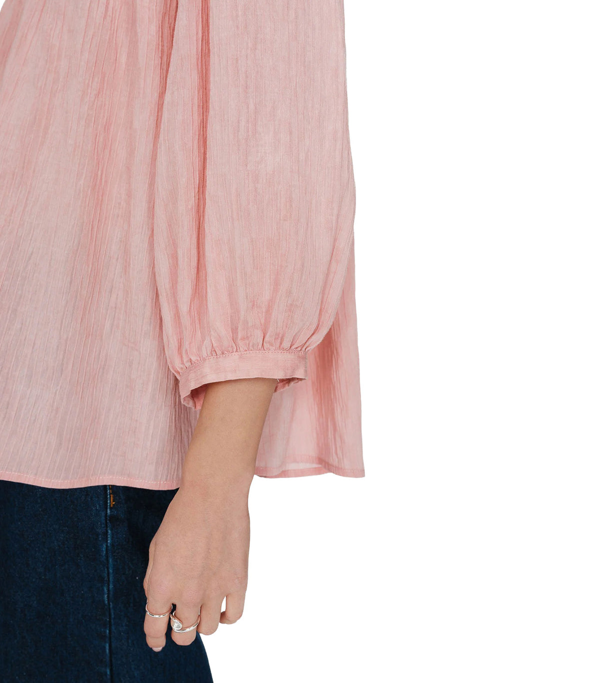 Vanille Loose Blouse with Balloon Sleeves Pink