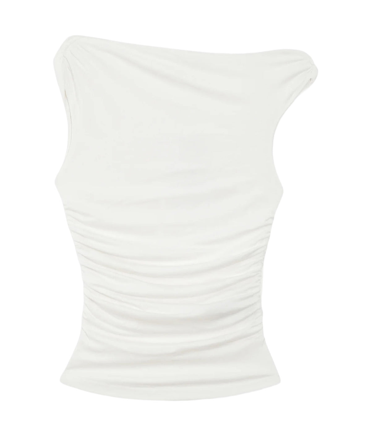 Vodia Fitted Asymmetric Draped Top Ivory