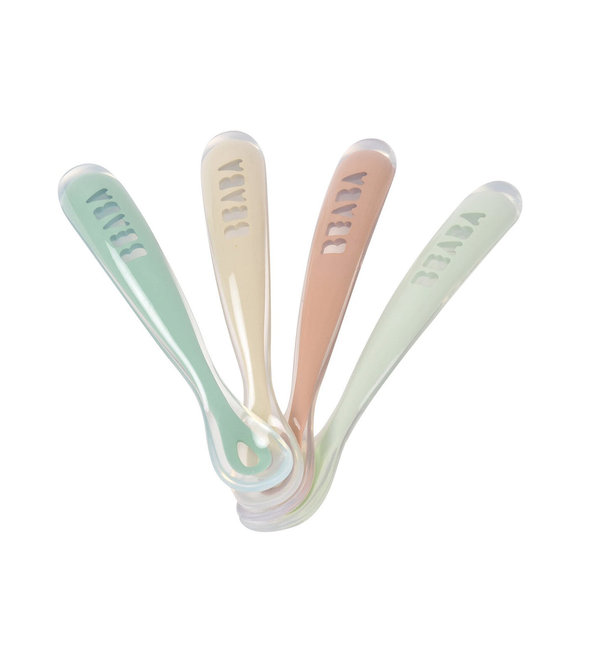 4-Piece 1st-Age Silicone Spoons Transparent/Natural