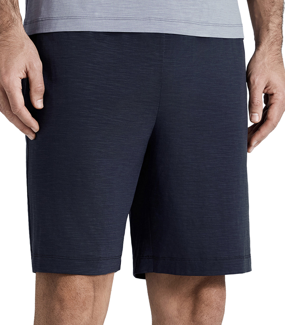 Men's Cotton Lounge Short-Sleeve Top and Shorts Set Blue/Gray