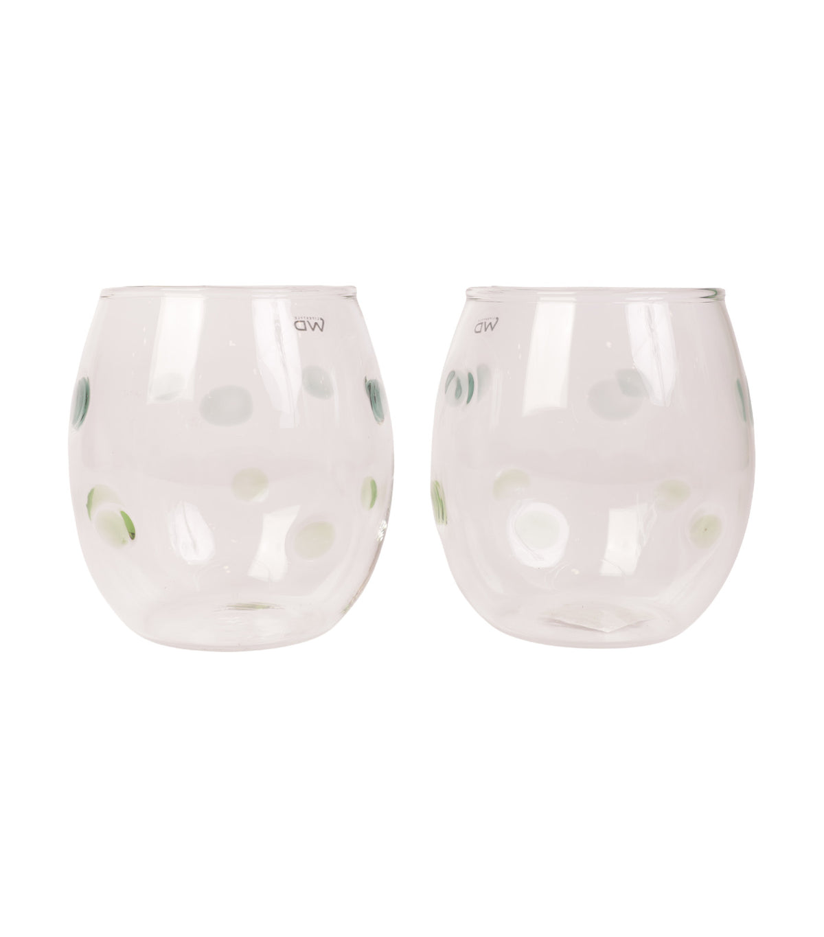 Monterey Polka Dot Design Glasses, Set of 2, Green