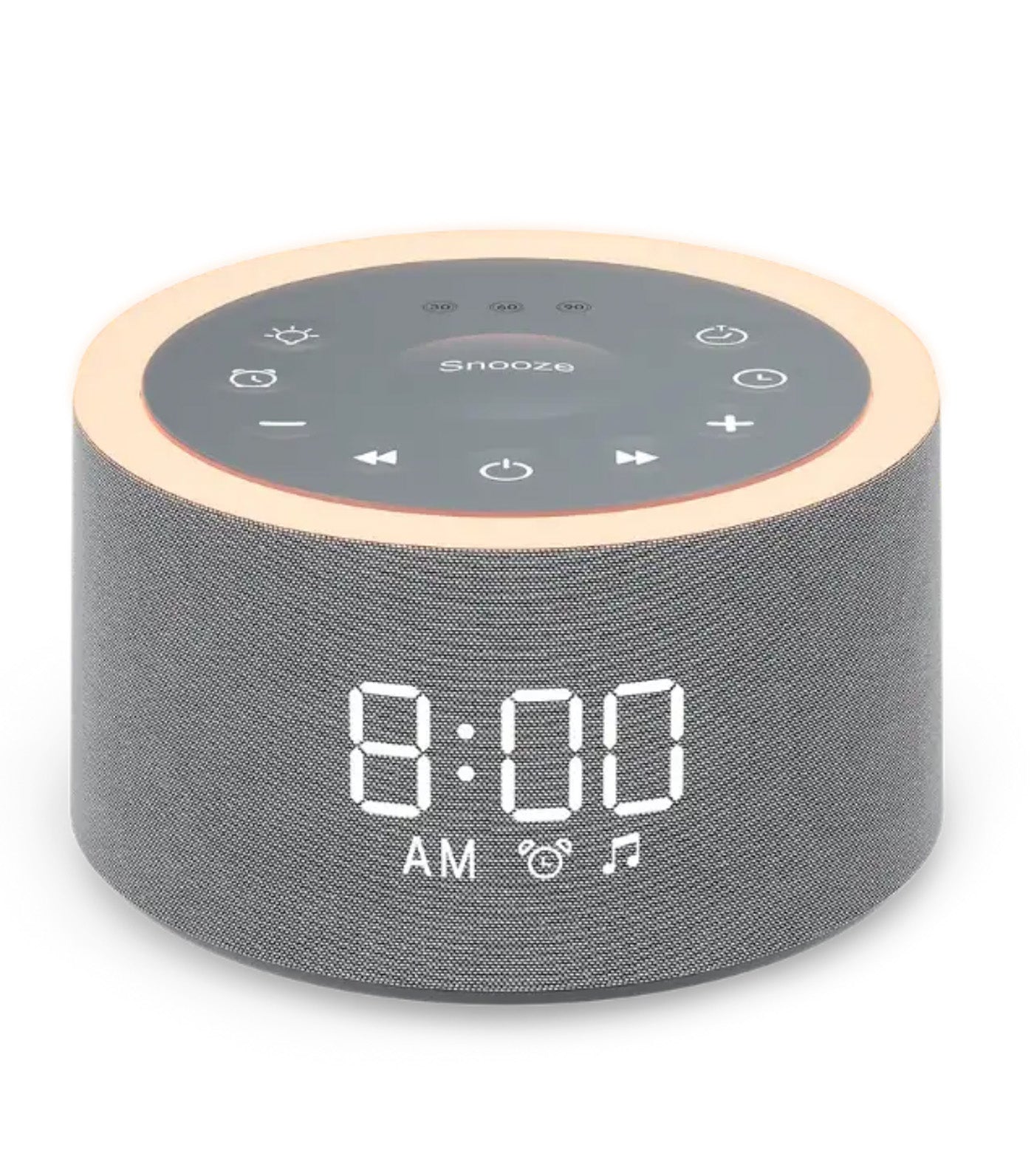 Snooz Home 3-In-1 Alarm Clock Sound Machine with Night Light Gray