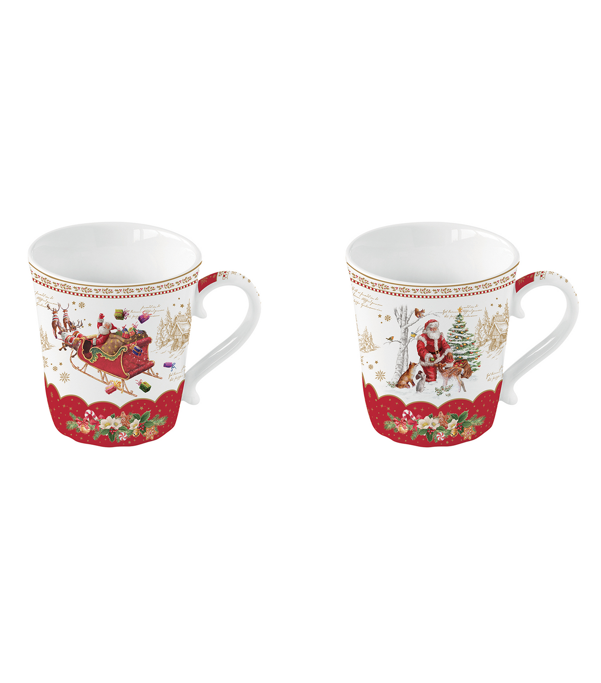 Christmas Memories Porcelain Assorted Mugs Set of 2