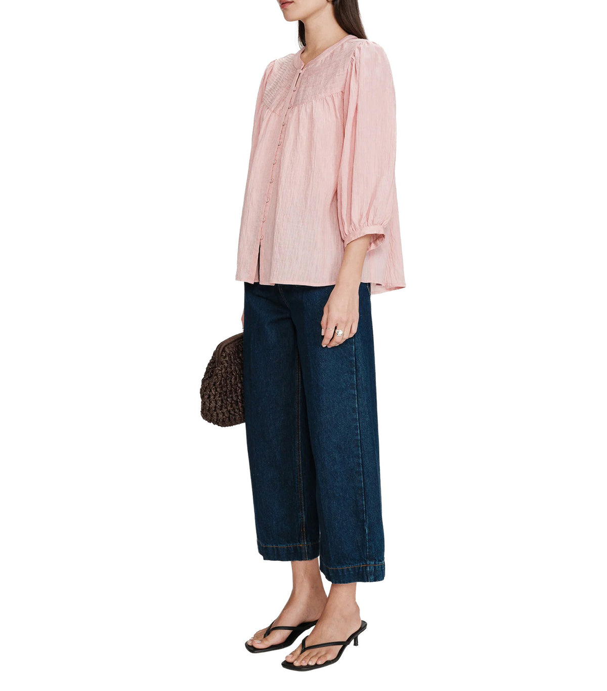 Vanille Loose Blouse with Balloon Sleeves Pink