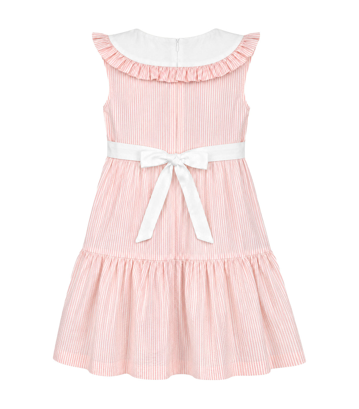 Odelie Girls Striped Tiered Dress Pink