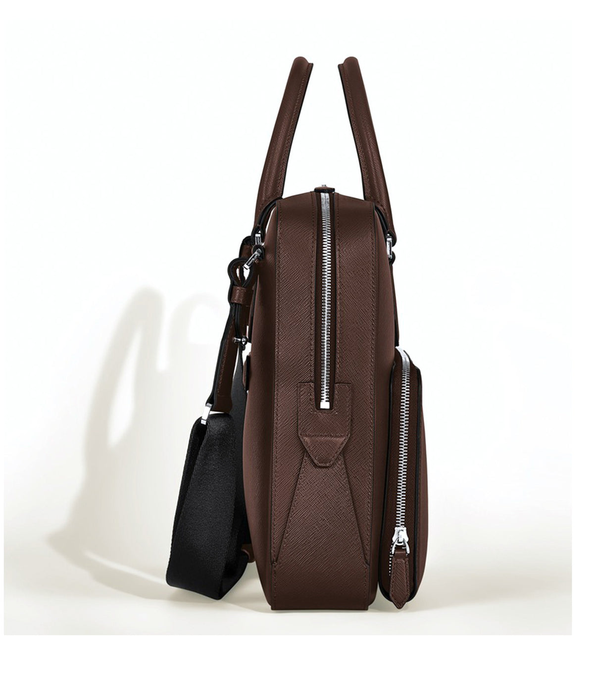 Medium Briefcase with Pocket in Sartorial Leather Brown