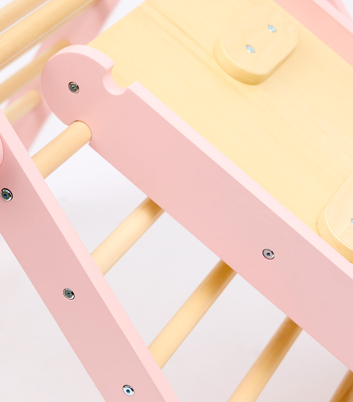Pikler Triangle with Slide and Climb Board Pink
