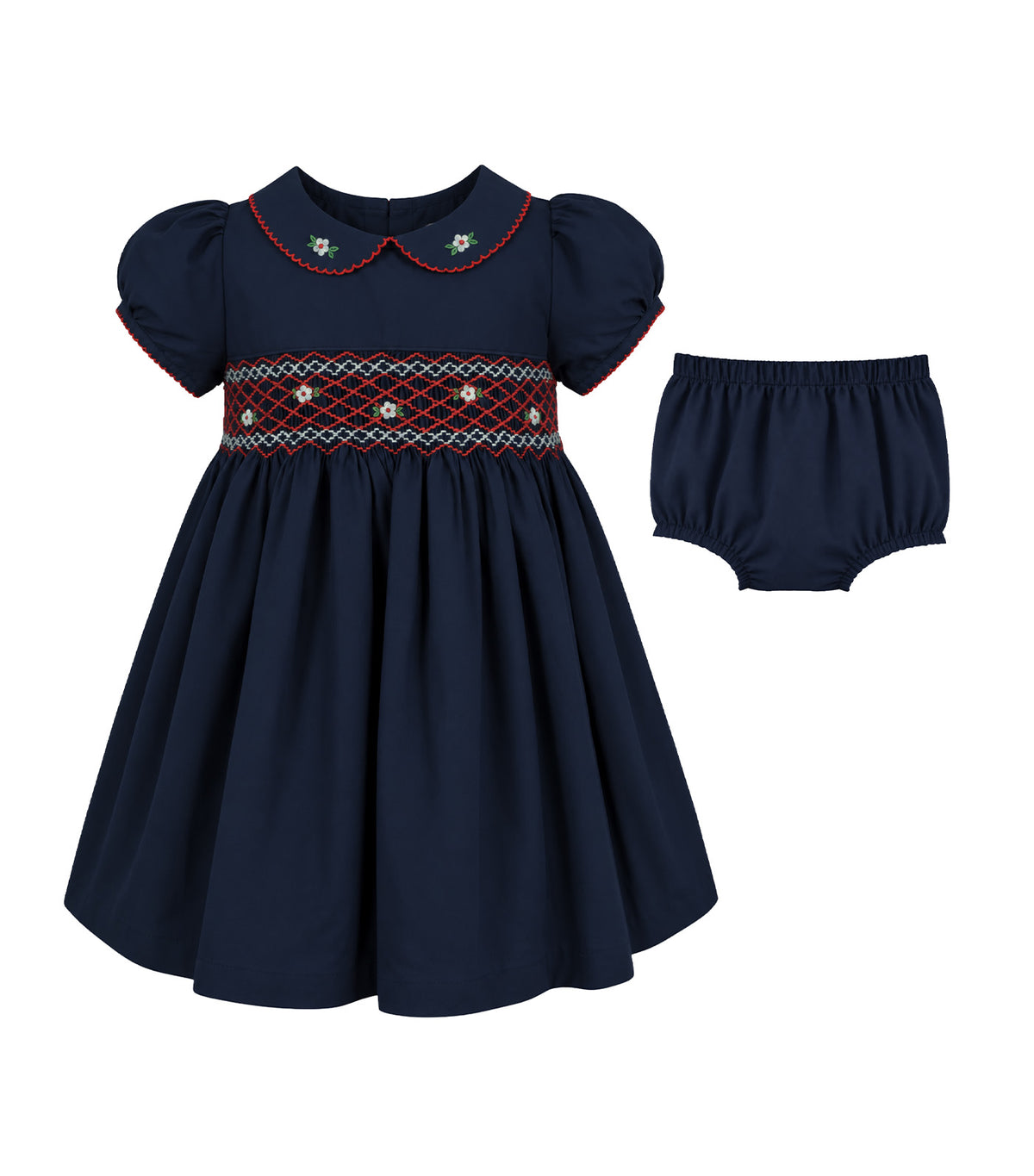 Tracy Baby Girls Smocked Dress Navy