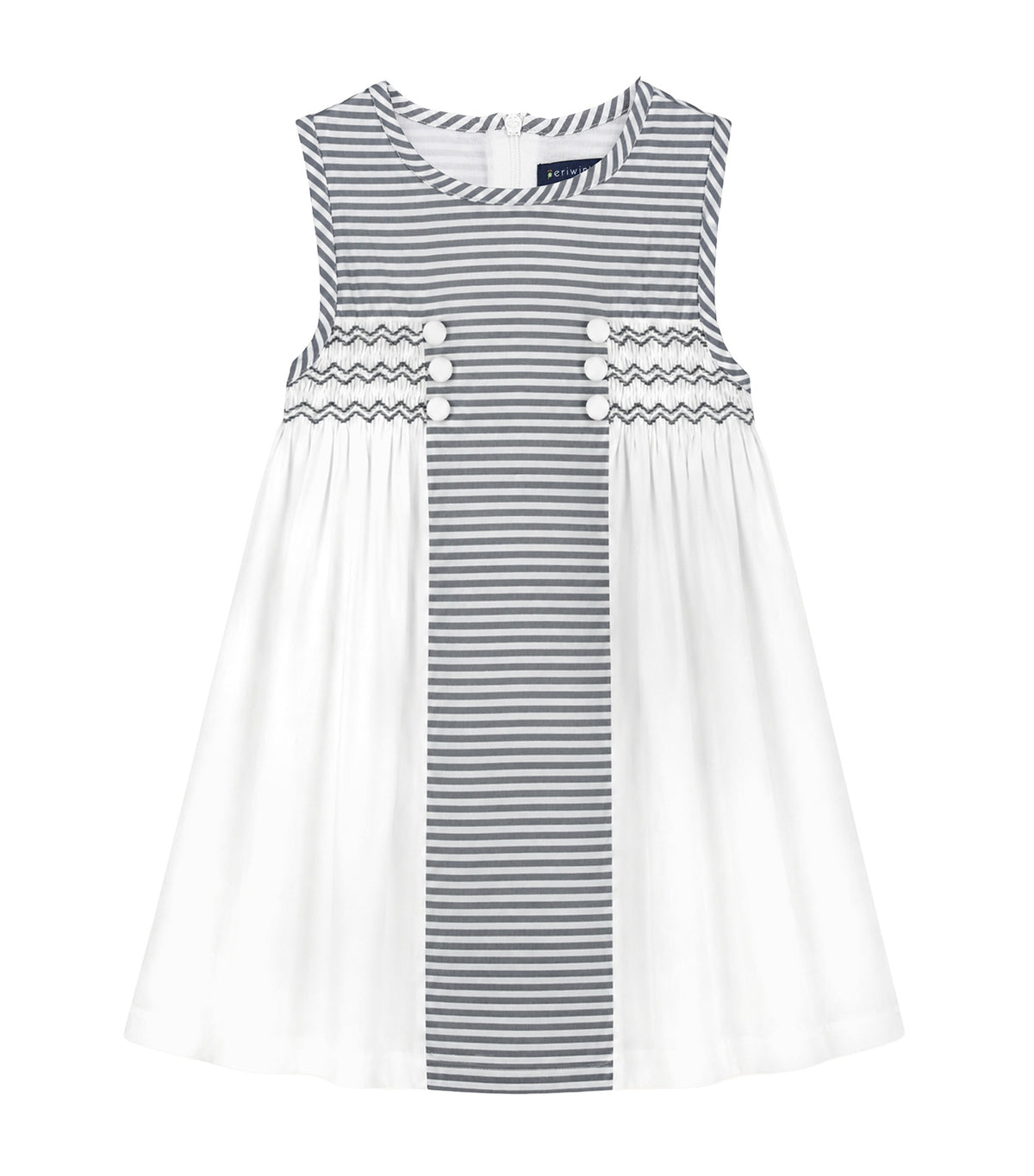 Orania Girls Striped Smocked Dress Gray