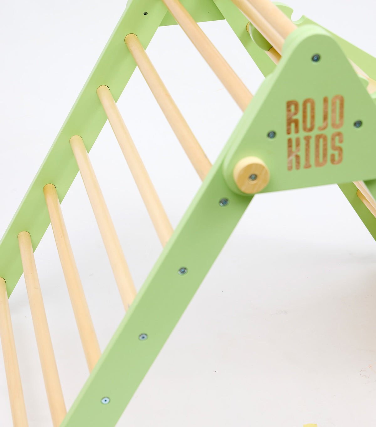 Pikler Triangle with Slide and Climb Board Pistachio