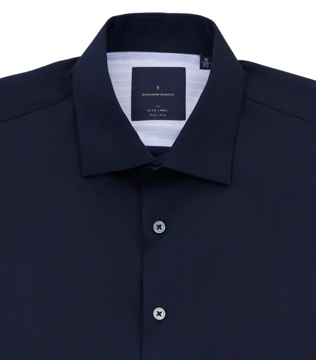 Kashuku Easy Care Herringbone Long Sleeves Shirt Ink Blue
