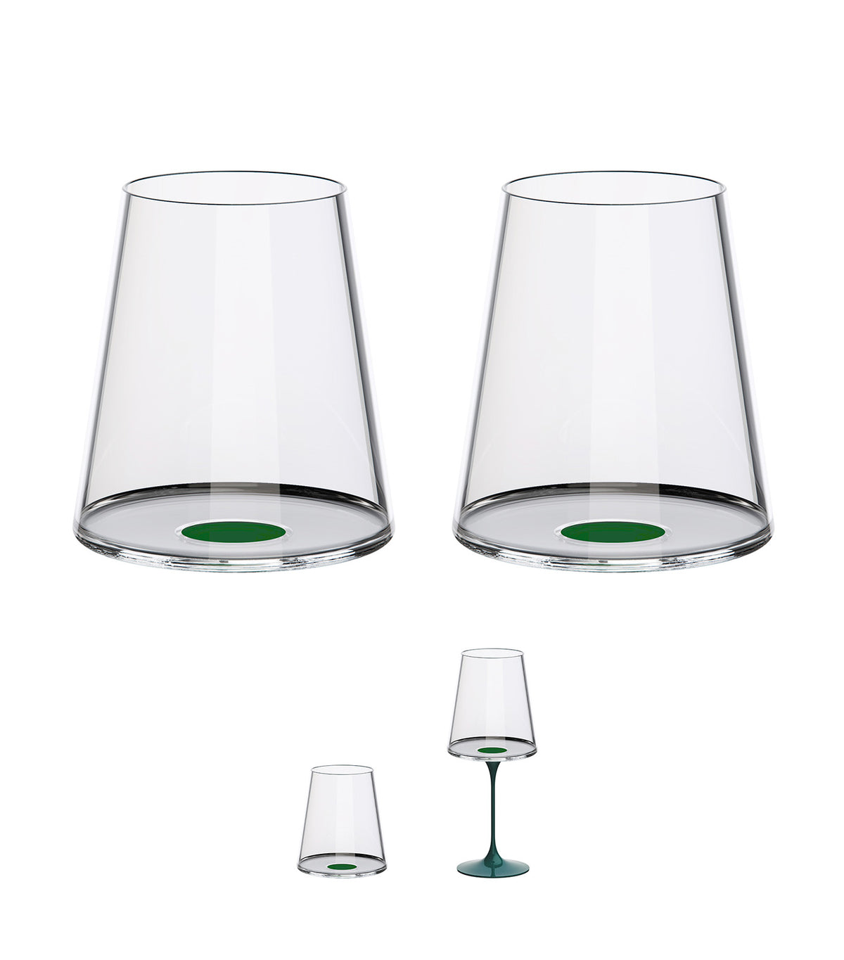 SplitGlass - Tumbler - Red Wine Cup - Set of 2 Glasses Green
