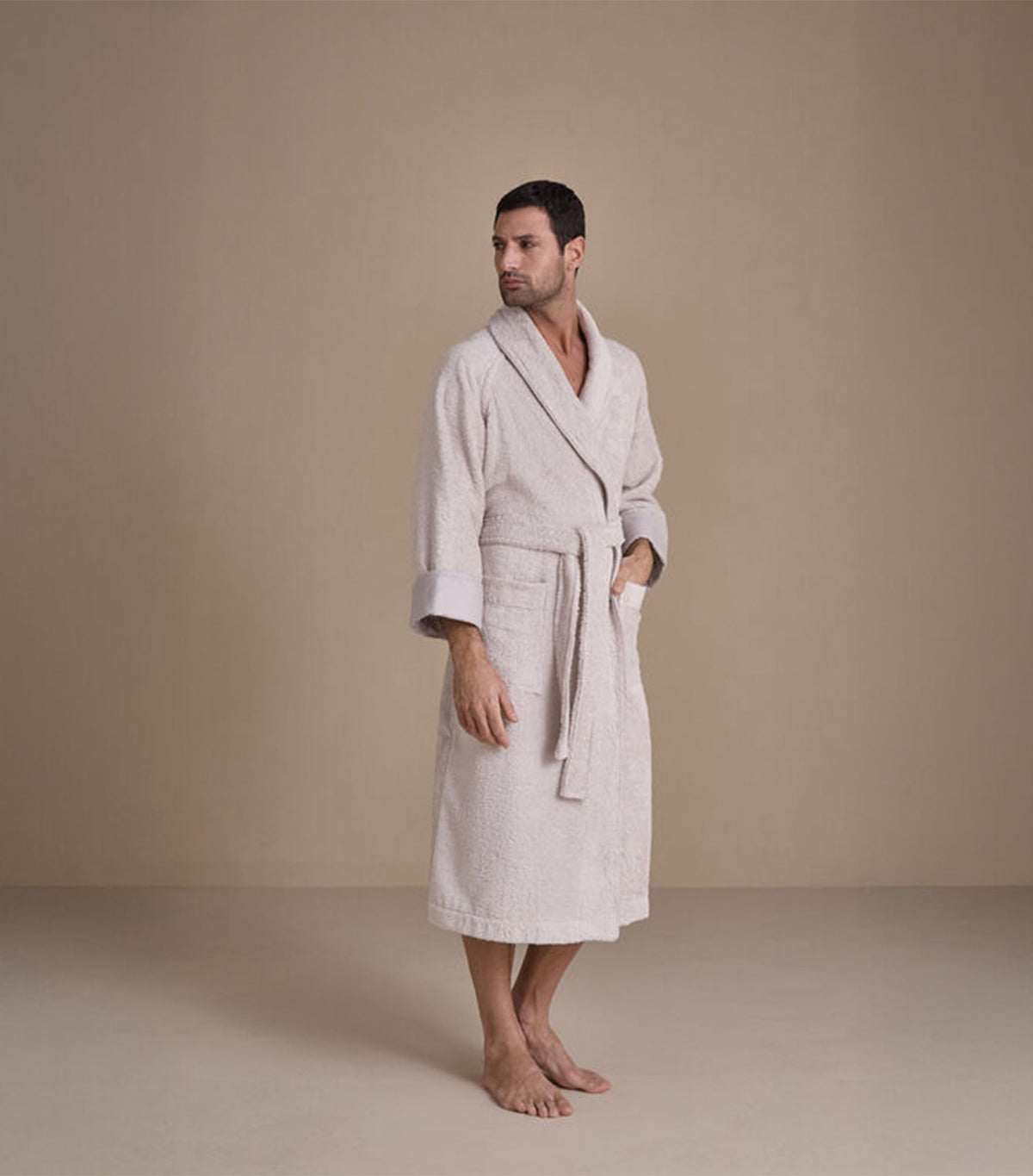 Unito Shawl Collar Bathrobe Gray Cliff