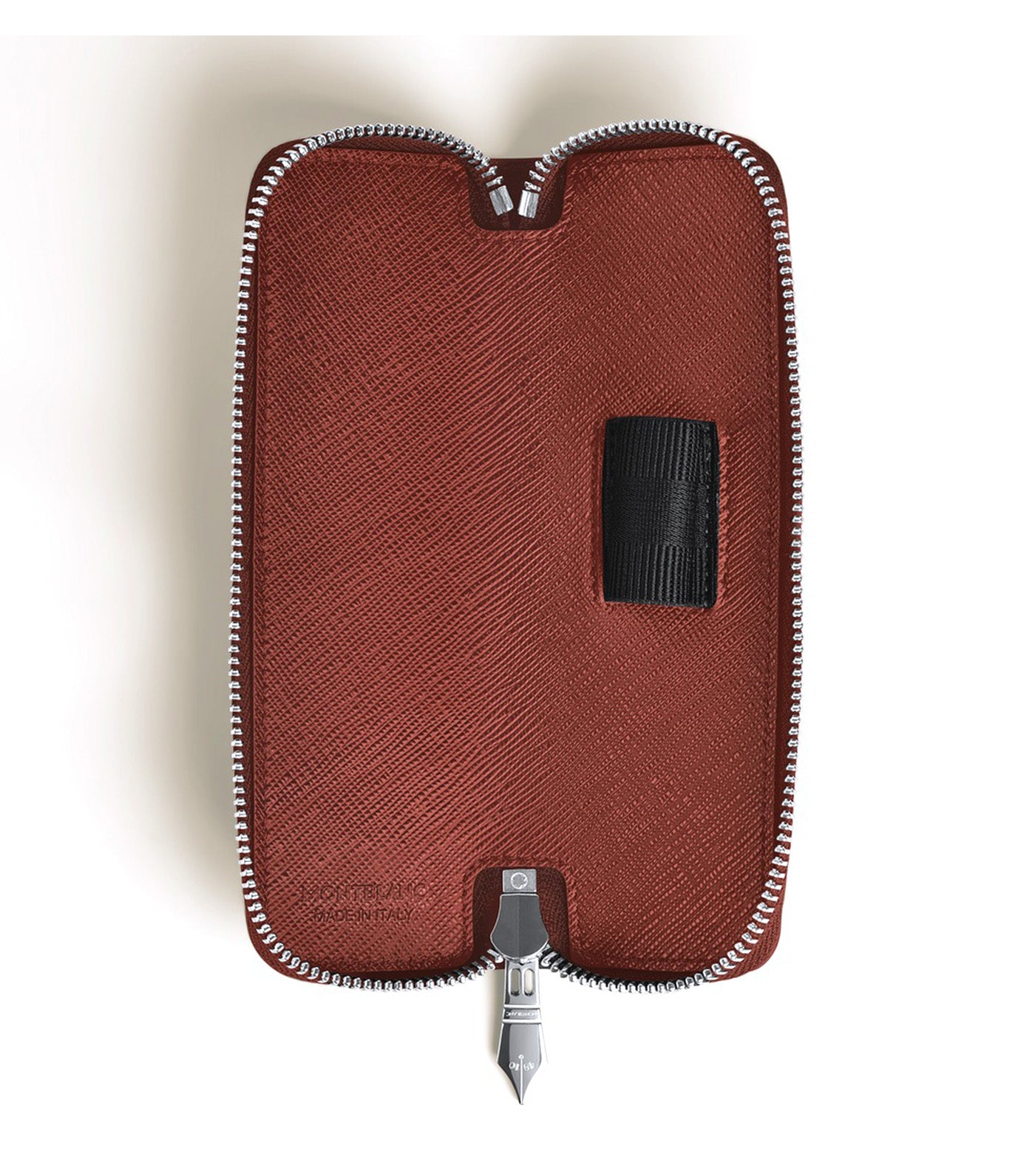 1-Pen Pouch with Zip in Sartorial Leather Red