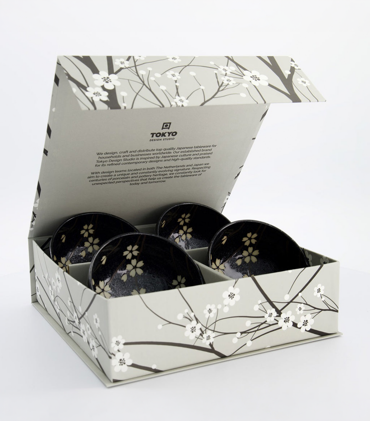 Sakura Bowl Gift Set Black (4 Pieces)