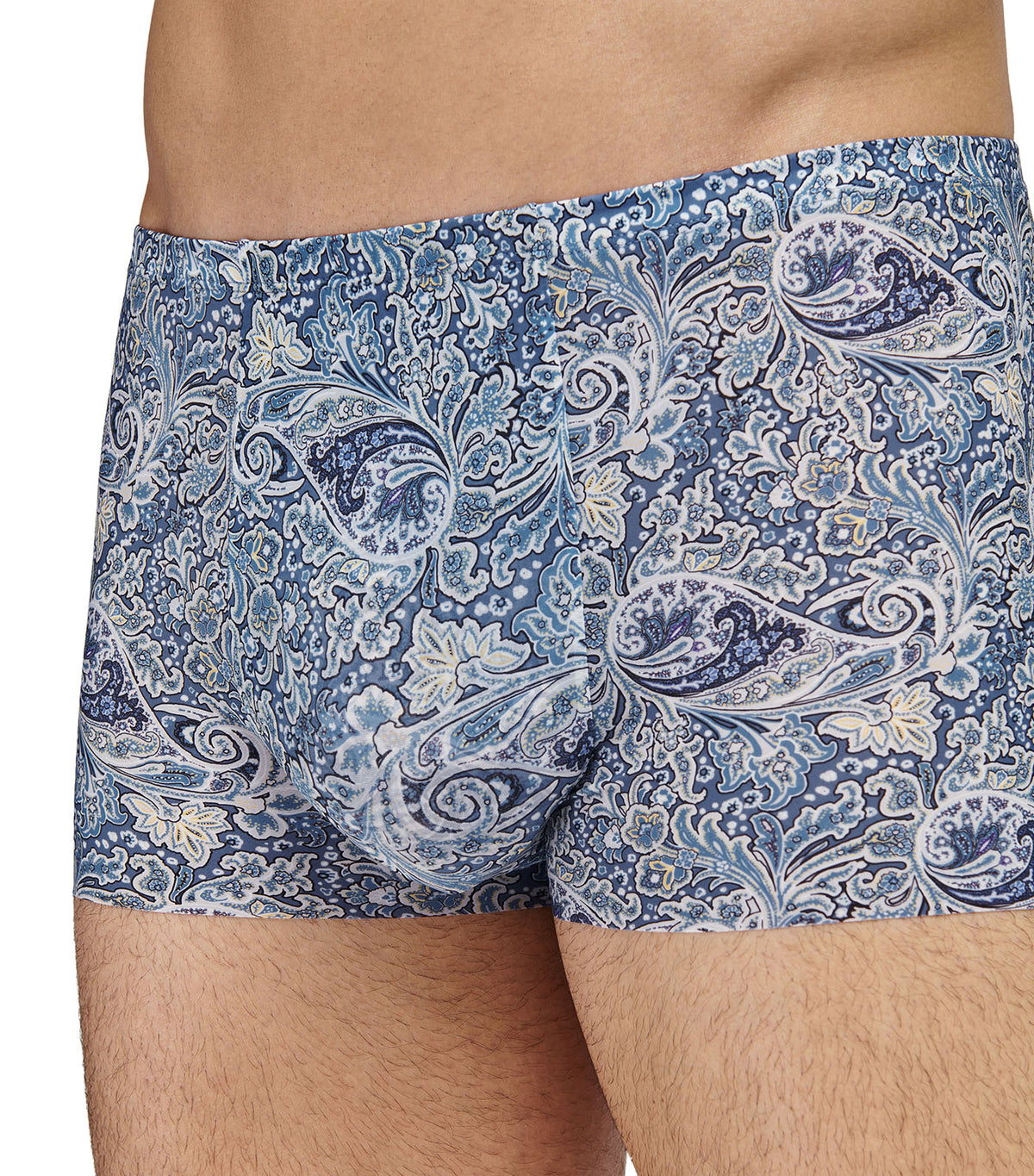 U-Shape Printed Self-Fabric Waistband Trunk Blue Printed