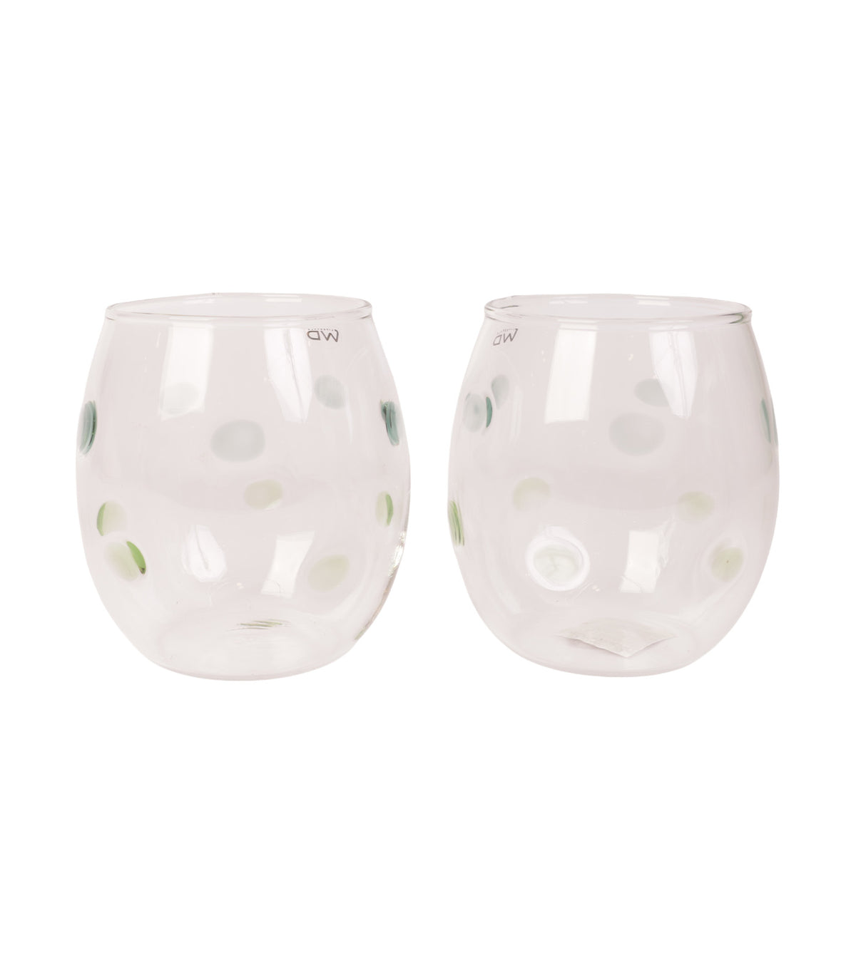 Monterey Polka Dot Design Glasses, Set of 2, Green