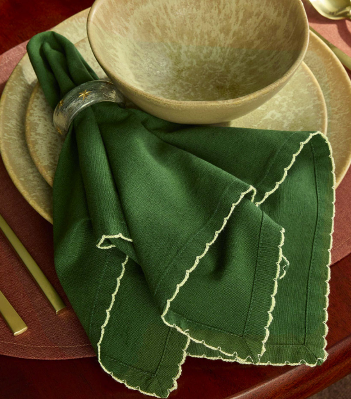 Picot Edge Napkin Sets Green