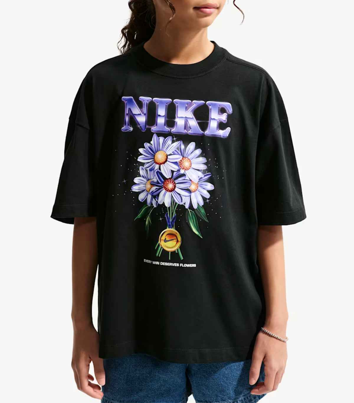Sportswear Older Kids' Girls' Oversized T-Shirt Black