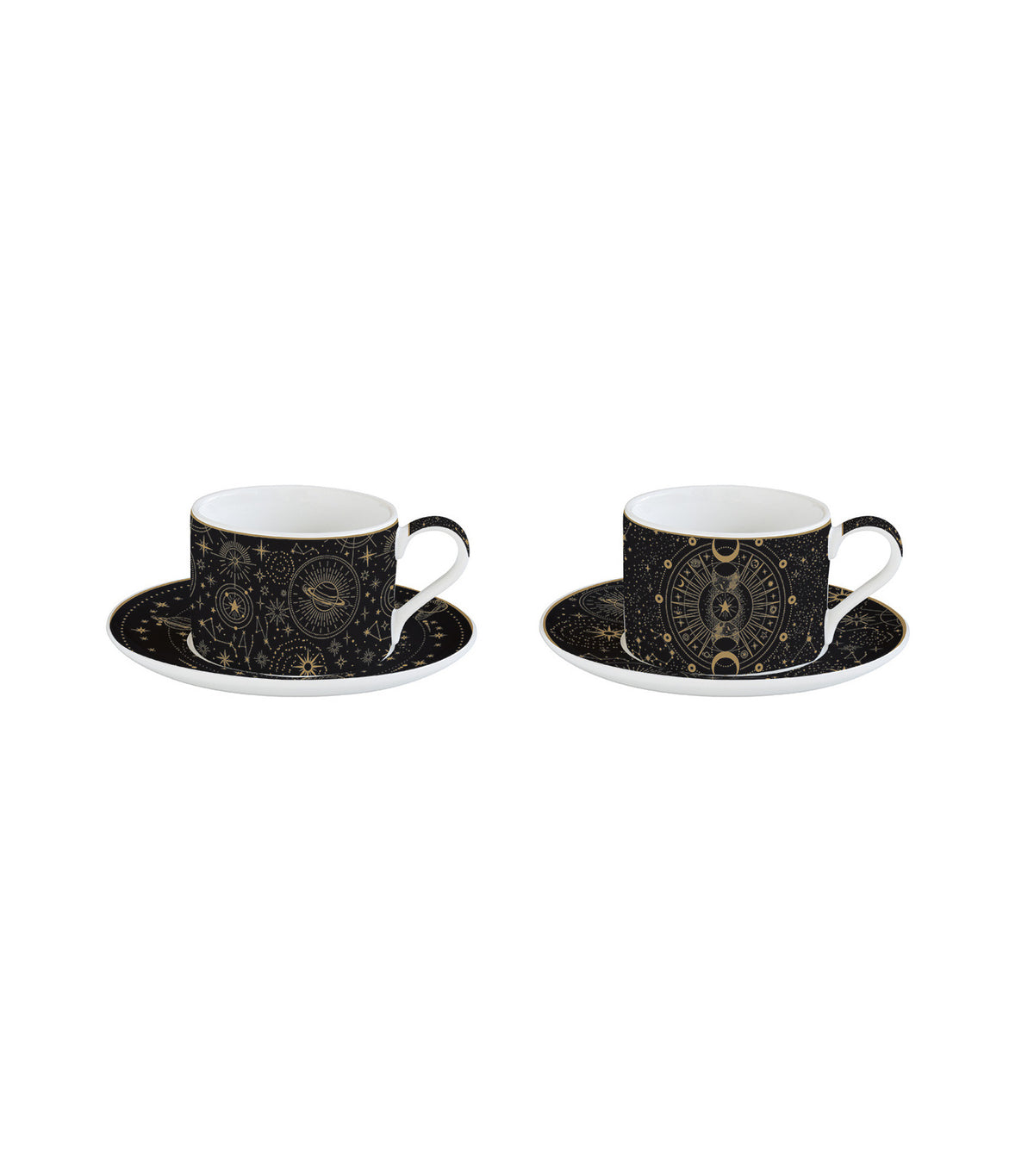 Celestial Set 2 Porcelain Cups and Saucers in Gift Box