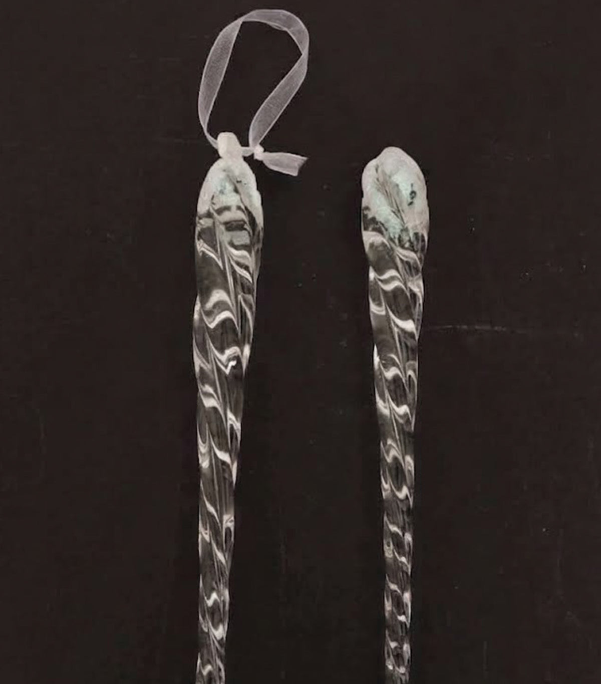 Christmas Glass Icicle Set of 2 Clear